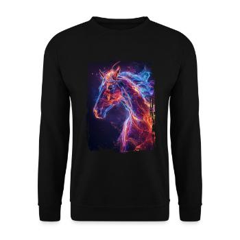 Pferd - Unisex Pullover - Schwarz - Vorne - Alina (178cm) & Michal (187cm)