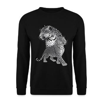 Leopard - Unisex Sweatshirt - black - Front - Alina (178cm) & Michal (187cm)