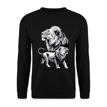 Löwe - Unisex Pullover - Schwarz - Vorne - Alina (178cm) & Michal (187cm)