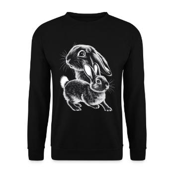 Rabbit - Unisex Sweatshirt - black - Front - Alina (178cm) & Michal (187cm)