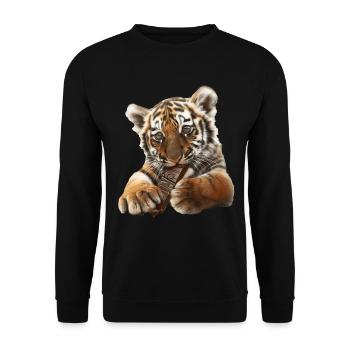 Tiger - Unisex Sweatshirt - black - Front - Alina (178cm) & Michal (187cm)