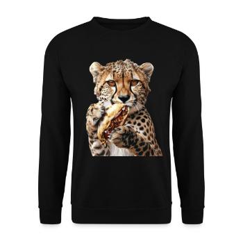 Cheetah - Unisex Sweatshirt - black - Front - Alina (178cm) & Michal (187cm)
