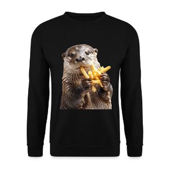Otter - Unisex Sweatshirt - black - Front - Alina (178cm) & Michal (187cm)