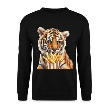 Tiger - Unisex Sweatshirt - black - Front - Alina (178cm) & Michal (187cm)
