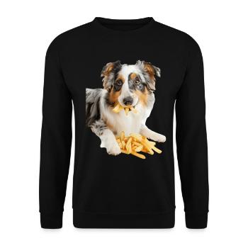 Australischer Schäferhund - Unisex Pullover - Schwarz - Vorne - Alina (178cm) & Michal (187cm)