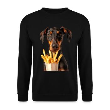 Dobermann - Unisex Pullover - Schwarz - Vorne - Alina (178cm) & Michal (187cm)