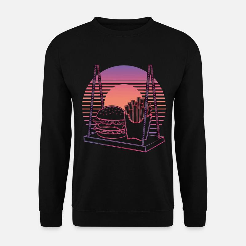 Pink Sunset Burger Pommes Fast Food Beste Freundin - Unisex Pullover - Schwarz