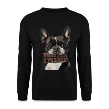 Boston Terrier - Unisex Pullover - Schwarz - Vorne - Alina (178cm) & Michal (187cm)