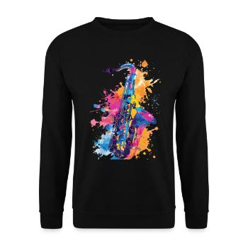 Saxophon - Unisex Pullover - Schwarz - Vorne - Alina (178cm) & Michal (187cm)