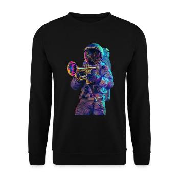 Astronaut Trumpet - Unisex Sweatshirt - black - Front - Alina (178cm) & Michal (187cm)