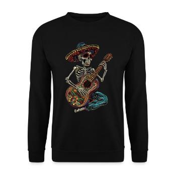 Guitare squelette mexicaine - Sweat-shirt Unisexe - noir - Devant - Alina (178cm) & Michal (187cm)