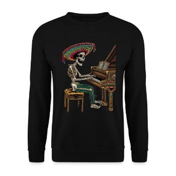 Piano Squelette Mexicain - Sweat-shirt Unisexe - noir - Devant - Alina (178cm) & Michal (187cm)