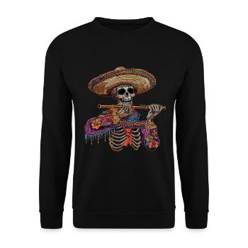 Flûte Squelette Mexicain - Sweat-shirt Unisexe - noir - Devant - Alina (178cm) & Michal (187cm)