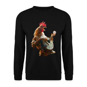 Rooster Banjo - Unisex Sweatshirt - black - Front - Alina (178cm) & Michal (187cm)