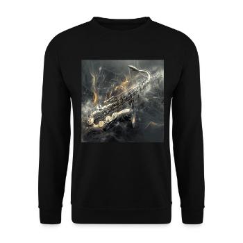Saxophon - Unisex Pullover - Schwarz - Vorne - Alina (178cm) & Michal (187cm)