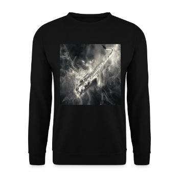 Saxophon - Unisex Pullover - Schwarz - Vorne - Alina (178cm) & Michal (187cm)