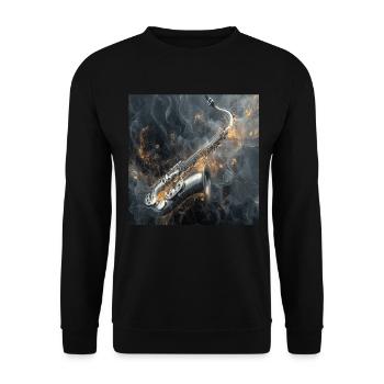 Saxophon - Unisex Pullover - Schwarz - Vorne - Alina (178cm) & Michal (187cm)