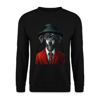 Italienischer Windspielhund - Unisex Pullover - Schwarz - Vorne - Alina (178cm) & Michal (187cm)