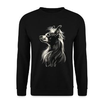 Chinesischer Schopfhund - Unisex Pullover - Schwarz - Vorne - Alina (178cm) & Michal (187cm)