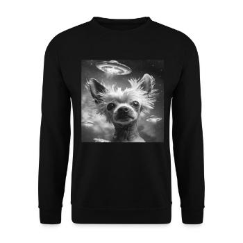 Chinesischer Schopfhund - Unisex Pullover - Schwarz - Vorne - Alina (178cm) & Michal (187cm)
