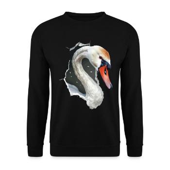 Schwan - Unisex Pullover - Schwarz - Vorne - Alina (178cm) & Michal (187cm)
