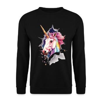 Einhorn - Unisex Pullover - Schwarz - Vorne - Alina (178cm) & Michal (187cm)