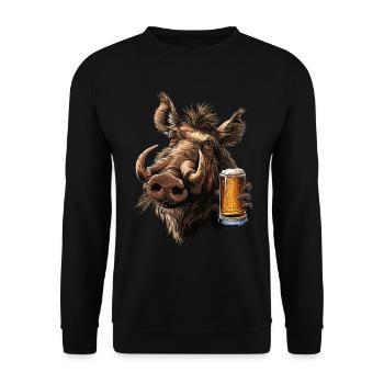 Warzenschwein Bier - Unisex Pullover - Schwarz - Vorne - Alina (178cm) & Michal (187cm)