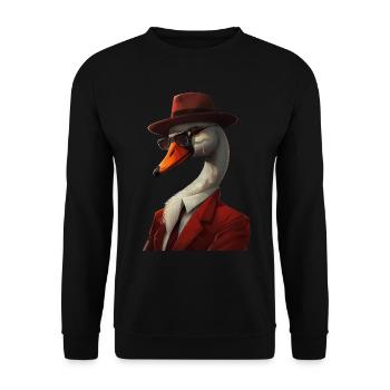 Schwan - Unisex Pullover - Schwarz - Vorne - Alina (178cm) & Michal (187cm)