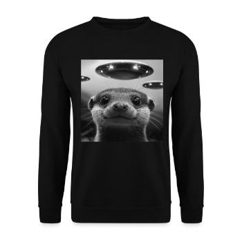 Hermelin - Unisex Pullover - Schwarz - Vorne - Alina (178cm) & Michal (187cm)