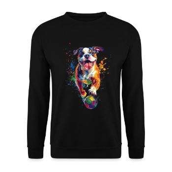 Amerikanische Bulldogge - Unisex Pullover - Schwarz - Vorne - Alina (178cm) & Michal (187cm)