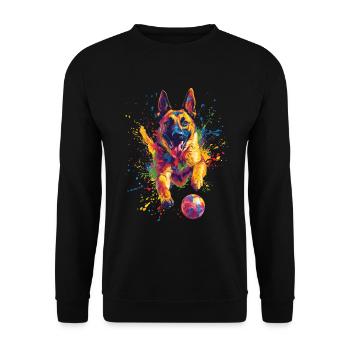 Belgischer Malinois - Unisex Pullover - Schwarz - Vorne - Alina (178cm) & Michal (187cm)
