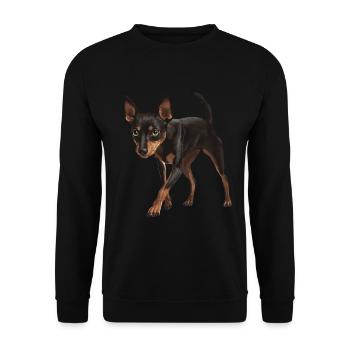 Zwergpinscher - Unisex Pullover - Schwarz - Vorne - Alina (178cm) & Michal (187cm)