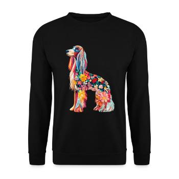 Afghanischer Windhund - Unisex Pullover - Schwarz - Vorne - Alina (178cm) & Michal (187cm)