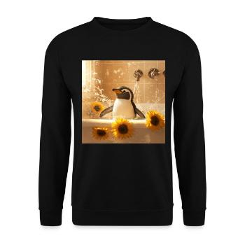 Pinguin - Unisex Pullover - Schwarz - Vorne - Alina (178cm) & Michal (187cm)