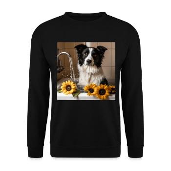Border Collie - Unisex Pullover - Schwarz - Vorne - Alina (178cm) & Michal (187cm)