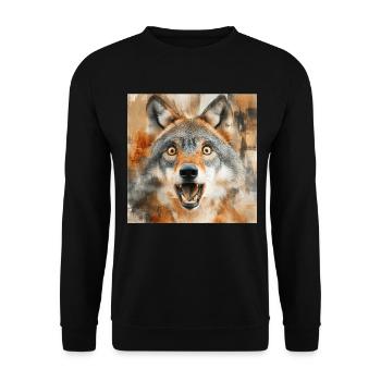Wolf - Unisex Pullover - Schwarz - Vorne - Alina (178cm) & Michal (187cm)
