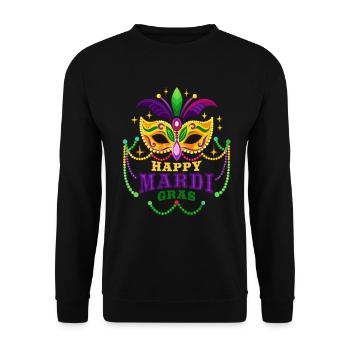 Mardi Gras - Karneval - Maske - Geschenk - Unisex Pullover - Schwarz - Vorne - Alina (178cm) & Michal (187cm)