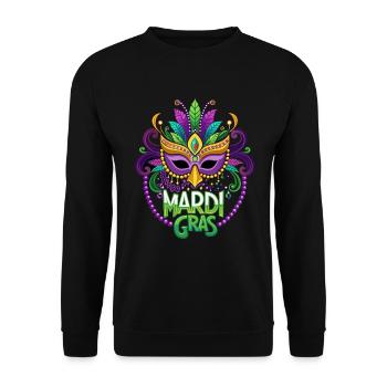 Mardi Gras - Karneval - Maske - Geschenk - Unisex Pullover - Schwarz - Vorne - Alina (178cm) & Michal (187cm)