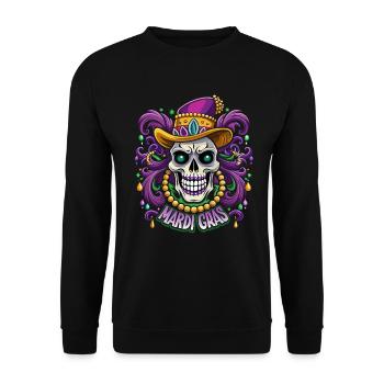 Mardi Gras, Karneval, New Orleans, Kostüm, Perlenk - Unisex Pullover - Schwarz - Vorne - Alina (178cm) & Michal (187cm)