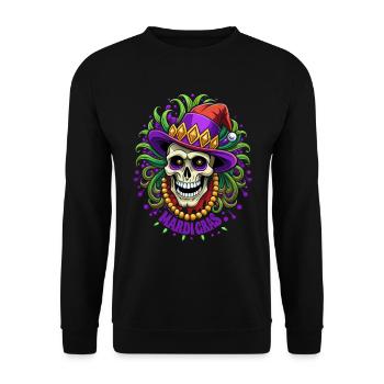 Mardi Gras - Karneval - Kostüm - Geschenk - Unisex Pullover - Schwarz - Vorne - Alina (178cm) & Michal (187cm)