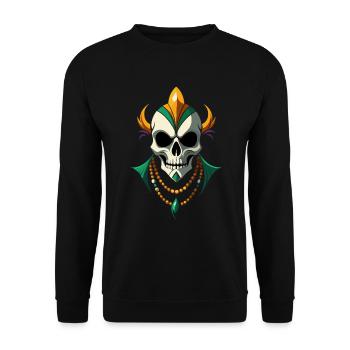 Mardi Gras skull - Carnival - Costume - Gift - Unisex Sweatshirt - black - Front - Alina (178cm) & Michal (187cm)