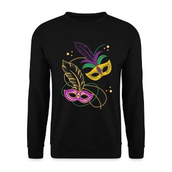 Mardi Gras - Karneval - Maske - Geschenk - Unisex Pullover - Schwarz - Vorne - Alina (178cm) & Michal (187cm)