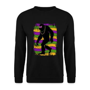 Mardi Gras - Bigfoot - Kostüm - Geschenk - Unisex Pullover - Schwarz - Vorne - Alina (178cm) & Michal (187cm)
