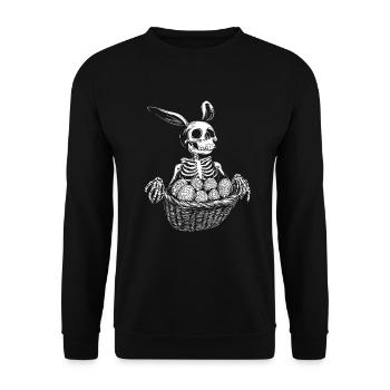 Osterhase - Skelett - Osterei - Geschenk - Unisex Pullover - Schwarz - Vorne - Alina (178cm) & Michal (187cm)