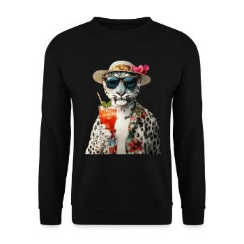 Schneeleopard - Unisex Pullover - Schwarz - Vorne - Alina (178cm) & Michal (187cm)
