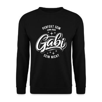Vornamen Gabi - Namenstag - Geschenk - Unisex Pullover - Schwarz - Vorne - Alina (178cm) & Michal (187cm)