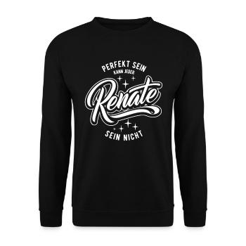 Vorname Renate - Namenstag - Geschenk - Unisex Pullover - Schwarz - Vorne - Alina (178cm) & Michal (187cm)