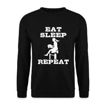 Manger, dormir, cheval de loisir, répéter - Cadeau - Sweat-shirt Unisexe - noir - Devant - Alina (178cm) & Michal (187cm)