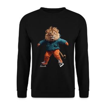 Löwe - Unisex Pullover - Schwarz - Vorne - Alina (178cm) & Michal (187cm)