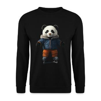Panda - Unisex Pullover - Schwarz - Vorne - Alina (178cm) & Michal (187cm)